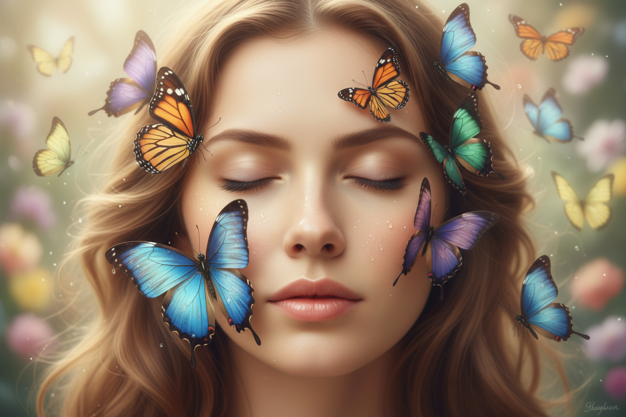 Gezicht met vlinders